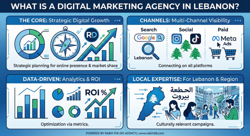 What is a digital marketing agency in Lebanon infographic by Rabih Dib RD Agency